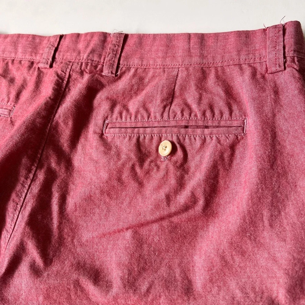 J. Crew Stanton Shorts Size 35 Red Heathered Cotton Flat Front Chino Casual Prep
